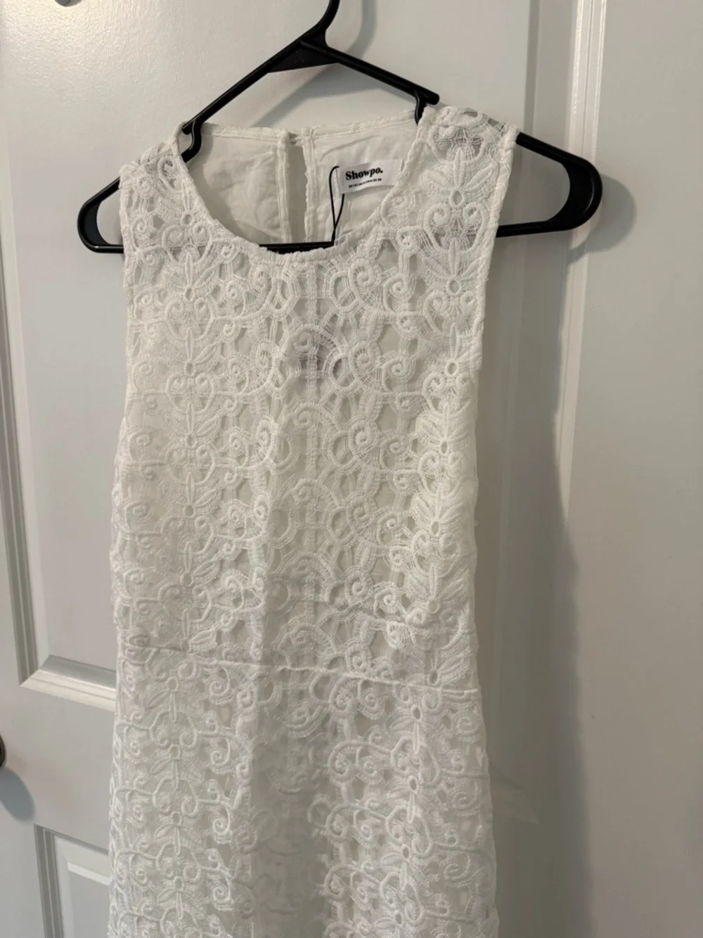 Showpo White Lace High Neck Cut Out Maxi Dress - Picture 2 of 8